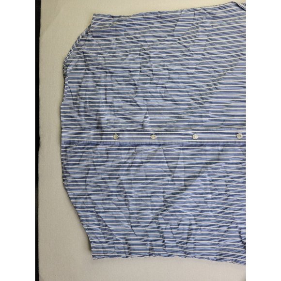 Harmont & Blaine Flip Cuff Men's XL White Blue Stripe Casual Button Dress Shirt - Picture 4 of 11